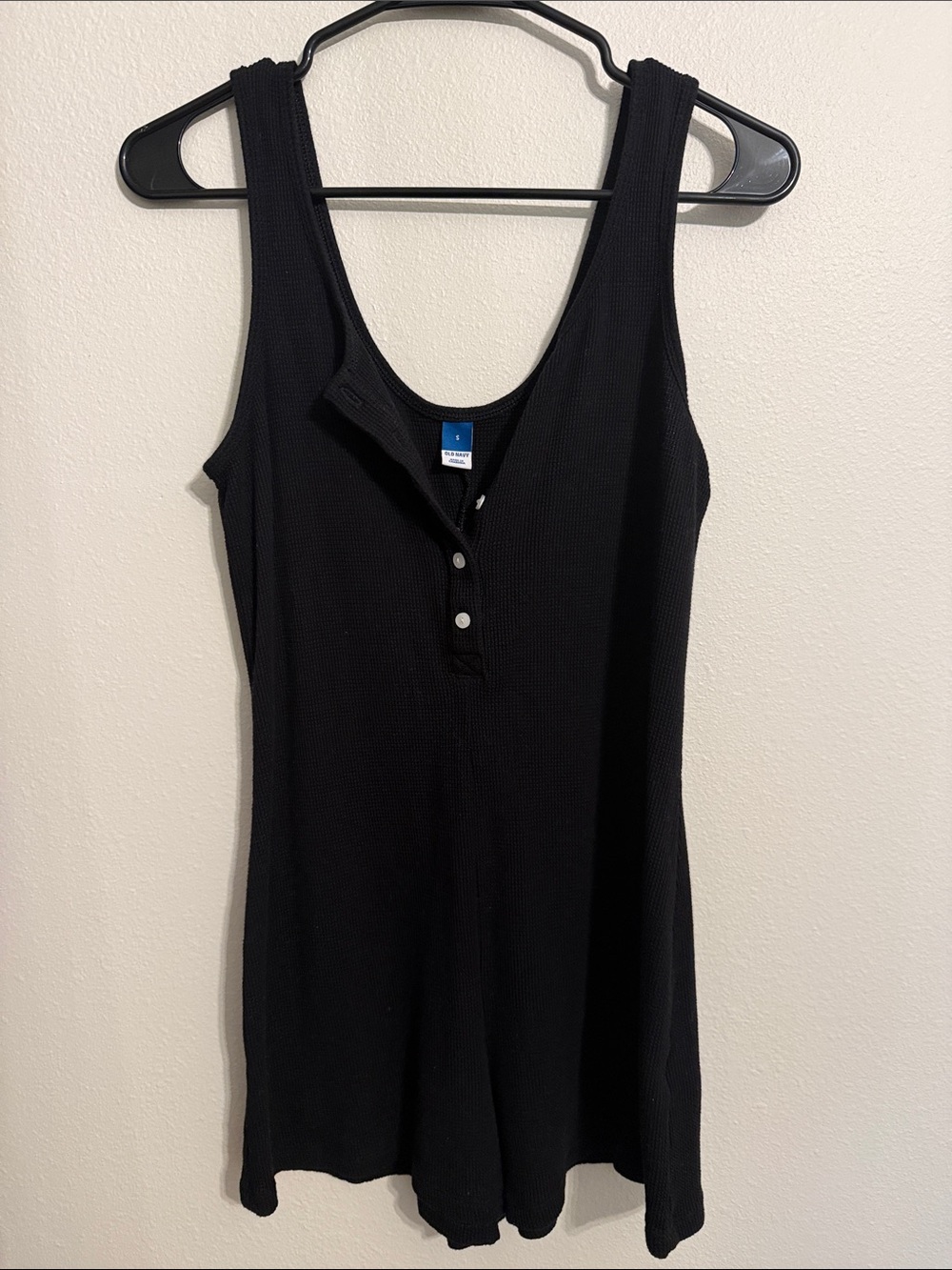 Old Navy Black Ribbed Button-Front Romper